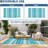 9x18ft Modern Geometric Lines Outdoor Rug, Light Blue White Large Plastic Straw Rug, Non Shedding Reversible UV Resistant Portable Indoor Outside Carpet for Trailer Backyard Balcony Camping-1543217265-1543217267
