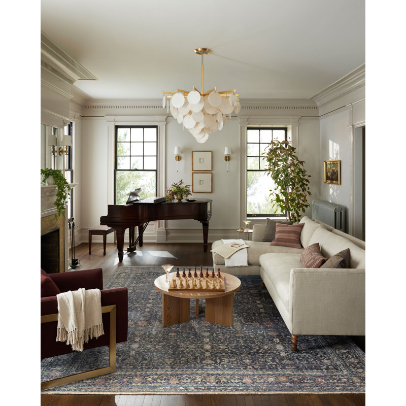 Midnight Blue Rectangular Synthetic Area Rug, 3'-7" x 5'-7"