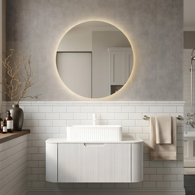Meuble-lavabo avec lavabo rectangulaire en céramique blanche et comptoir en pierre frittée, 36"