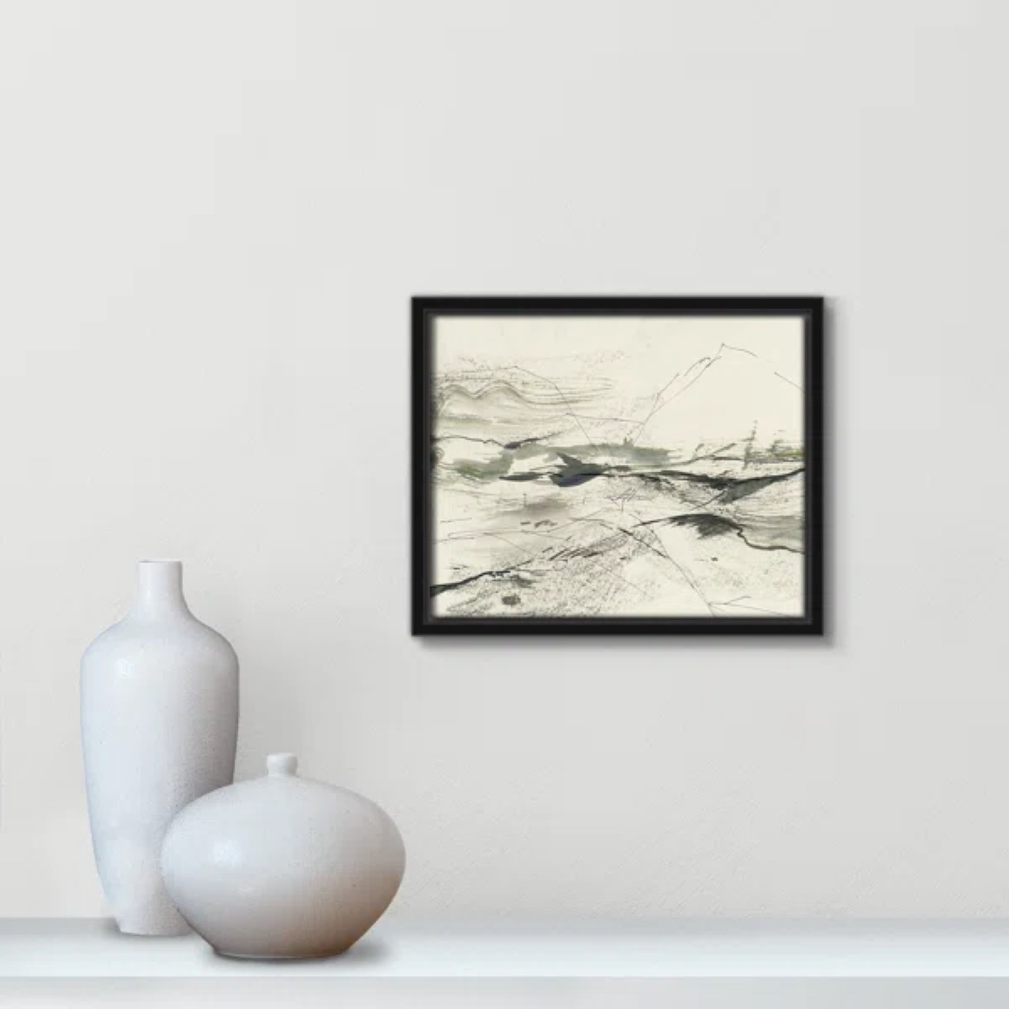 Green Sketches by PI Studio, No Mat, Black Floater Framed, 9.5" H x 11.5" W x 2" D