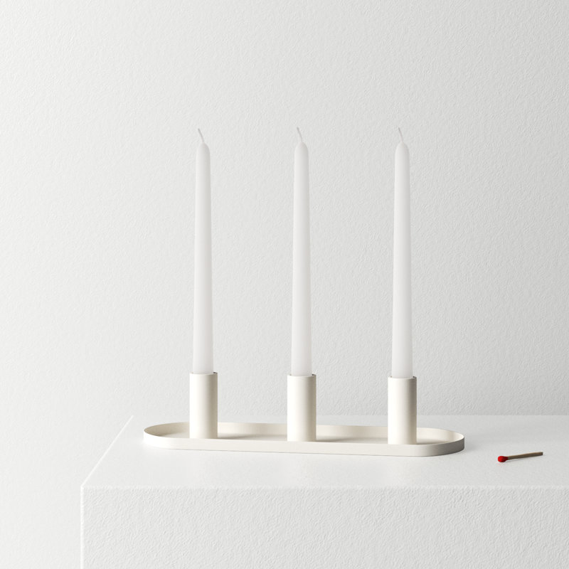 2.5'' H Aluminum Tabletop Candlestick, White