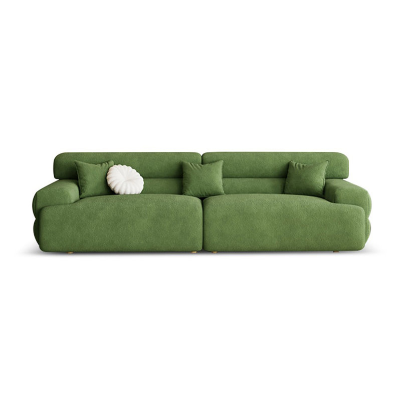 Canapé modulaire vert en coton et lin, 29.53" H x 91.34" W x 38.58" D, 3