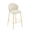 Tabouret de bar d'intérieur rembourré, tissu beige avec structure en métal, ensemble de 2