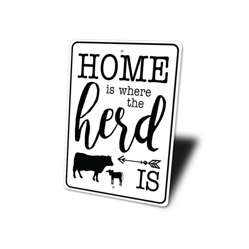 Panneau «Home Is Where The Herd Is» en aluminium, H 14 po x l 10 po x P 0,04 po