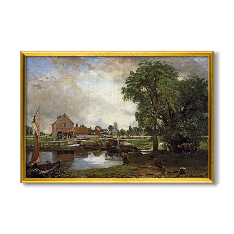 Dedham Lock and Mill, v. 1820 - John Constable - Toile encadrée sur mesure, Dimensions intérieures 24 po x 34 po