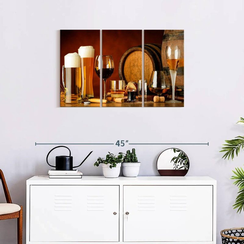 «Wine and Beer Drinks», reproduction d'art sur toile, H 20 po x l 33 po x P 1,25 po