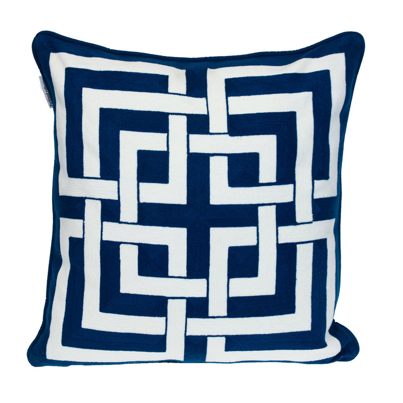 Blue 100% Cotton Interlocking Zippered Pillow