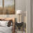 Metal White Table Lamp with Round Ribbed Shade