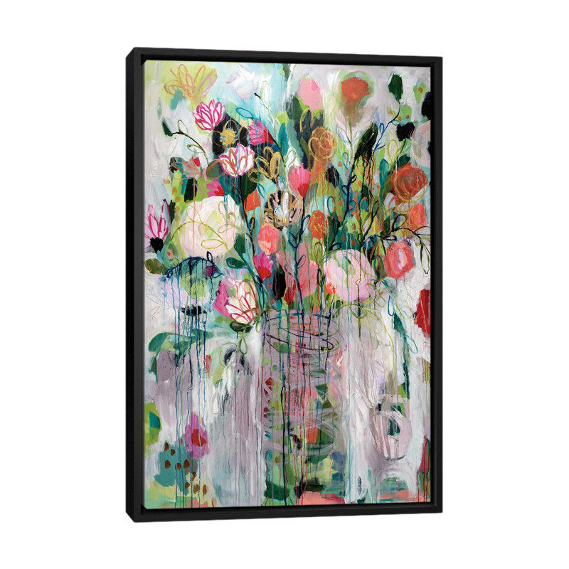 « spring averses », reproduction d’impression sur toile, H 26 po x l 18 po x P 1,5 po, Toile avec cadre noir, Pas de tapis