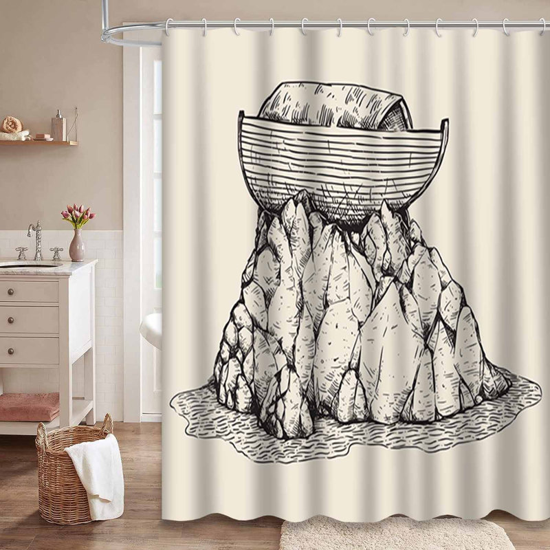Rideau de douche blanc avec 12 crochets, L 72 po x l 84 po