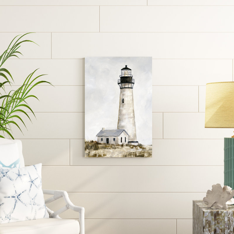 Phare rustique II, H 30 po x l 20 po, Non, Toile avec cadre noyer