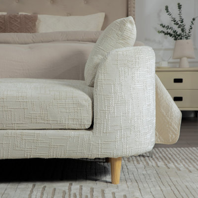 Banc rembourré 77,17 po en chenille avec accoudoirs et 2 coussins