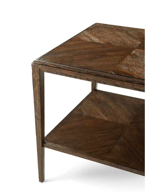 Dusk Oak Parquetry Patterned Square Side Table