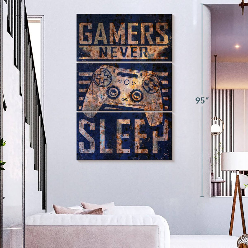 Senne Gamers Never Sleep Typography, 74" H x 48" W