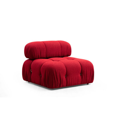 Élégant canapé 1 place, revêtement rouge, 37,4 po x 37,4 po x 29,5 po | Structure durable en bois de hêtre et en bois aggloméré, tissu 100% polyester, dossier 28 en mousse à densité moyenne | Conception modulaire personnalisable avec dossier amovible, parfait pour les hôtels et les espaces de divertissement