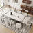 Recline 9 - Piece Dining Table Set With 110.23'' Extendable Sintered Stone Dining Table and 8 Fabric Chairs-293607984-297633136