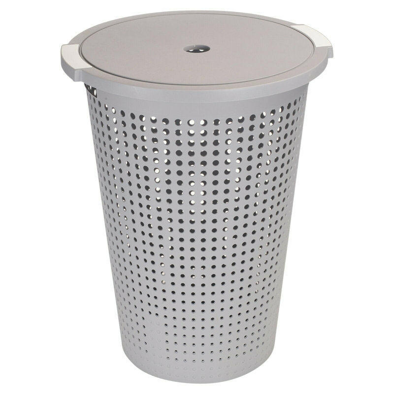 Plastic Laundry Hamper, Grey