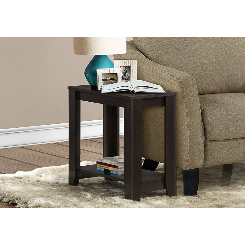 Table d'appoint rectangulaire à deux niveaux pour lampe ou table de chevet de rangement, finition brun foncé, niveau, chevet,