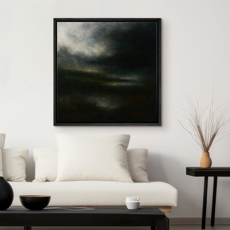 Reproduction d'art encadrée sur toile pour décor moderne neutre, H 16 po x l 16 po, Noir