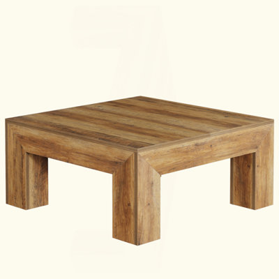 Farmhouse Rustic Brown Square Coffee Table For Living Room