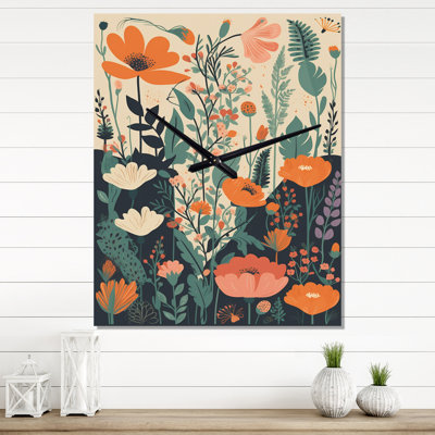 Horloge murale rétro Vintage Wildflowers In Pastel III - Abstract Botanicals