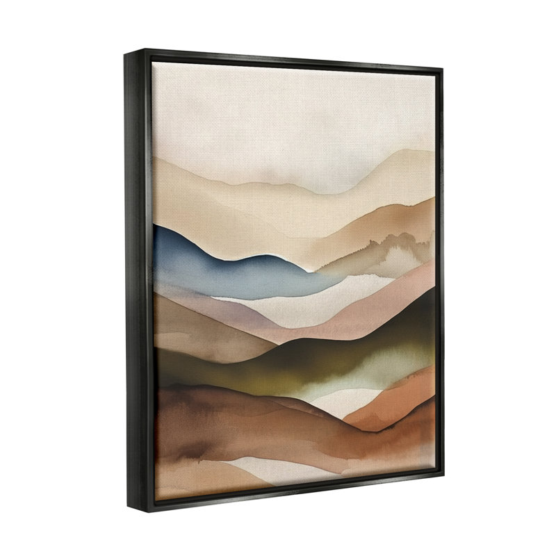Abstrait chaîne de montagnes, art mural encadré par Andrea Haase, H 20 po x l 16 po x P 1,7 po, Cadre flottant noir de jais