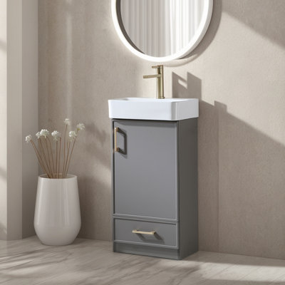 Ensemble de meuble-lavabo simple autoportant 18 po noir kaki