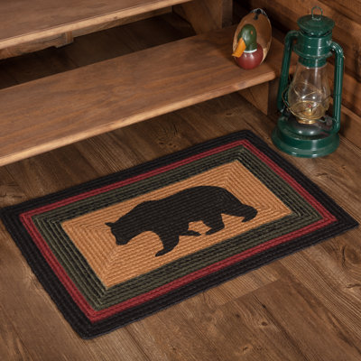  Tapis en coton tressé noir / rouge / brun Wyatt