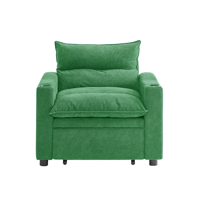 Fauteuil convertible en velours, Vert