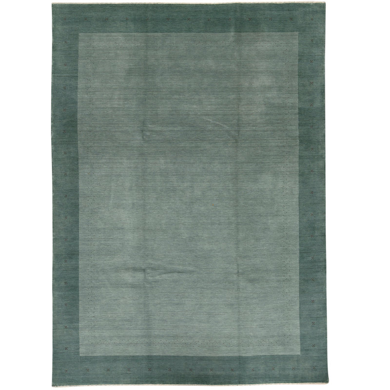 Tapis vert / gris noué à la main de haute qualité