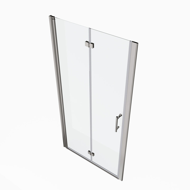 Porte de douche moderne pivotante en verre trempé et aluminium chromé pour salle de bain luxueuse