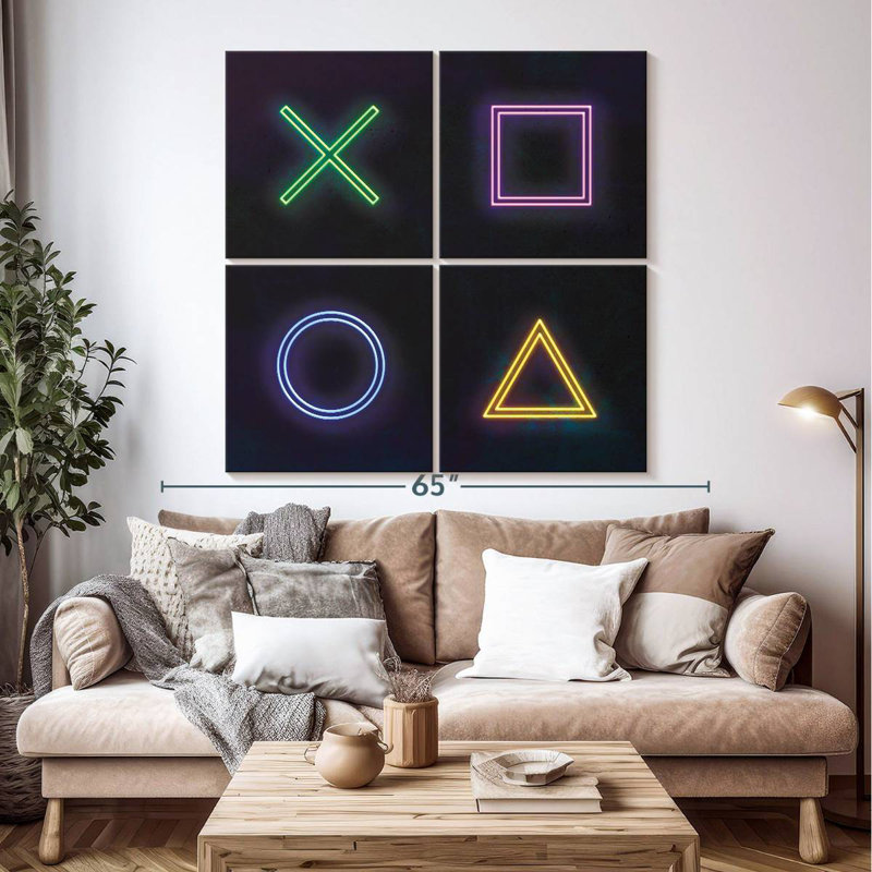 Keiraleigh Neon PlayStation Icons, 50" H x 50" W