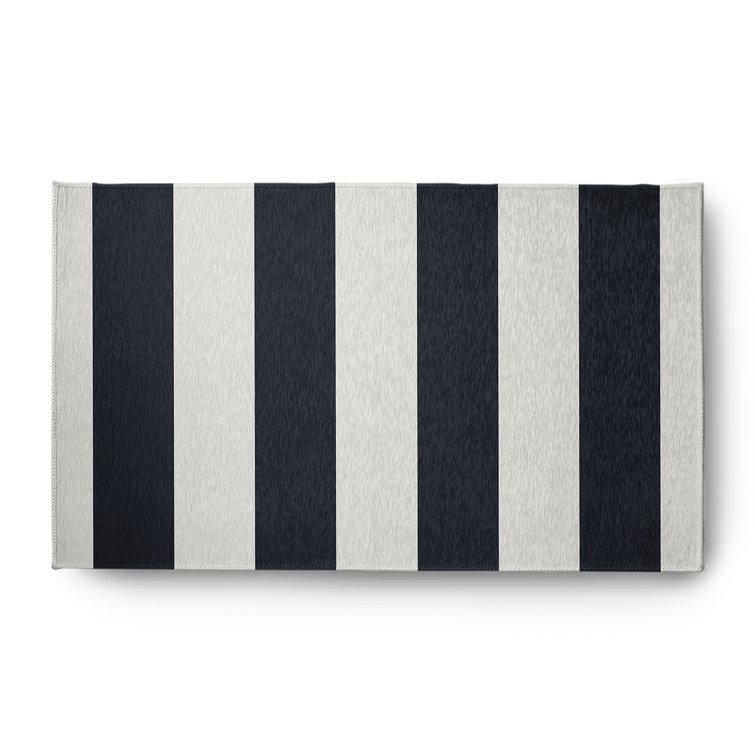 Lucene Striped Flatweave White/Navy Area Rug