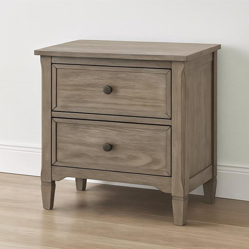 2-Drawer Nightstand With Round Bronze Pull Knobs