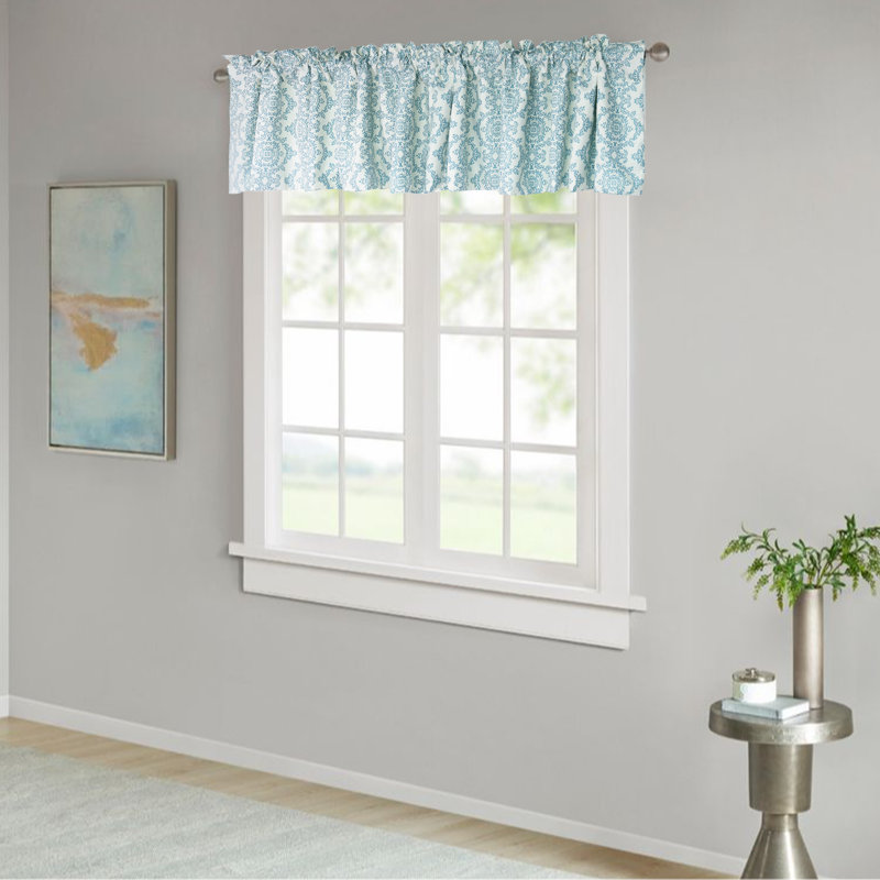 Mystic Teal Floral Print 60'' Window Valance Set