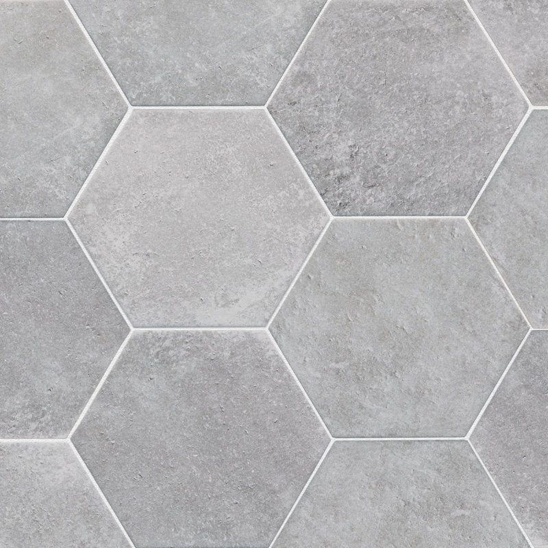 Dakota Hexagon 7.87 in. x 9.45 in. Matte Porcelain  Floor and Wall Tile, Base Gray