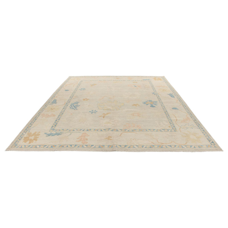 Tapis turc Oushak 9 x 12 beige et ivoire