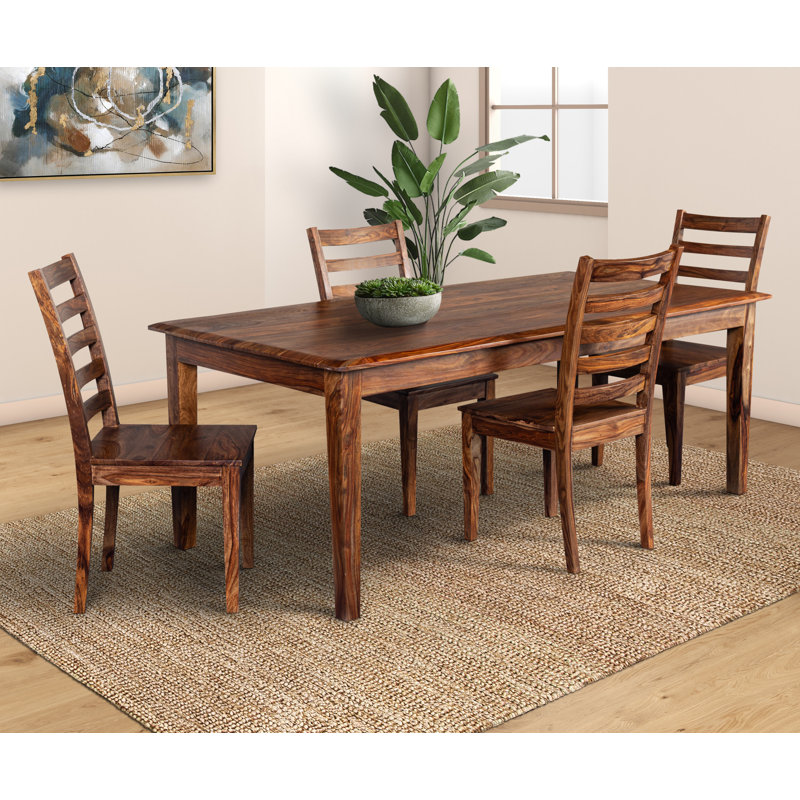 Chaise d'appoint cloutée en bois massif clermont, Marron foncé