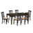 7 Piece Kitchen Table & Chairs Set Consist of a Rectangle Dining Table with Pedestal and 6 Linen Fabric Dining Room Chairs, 42x72 Inch, Cappuccino-112575352