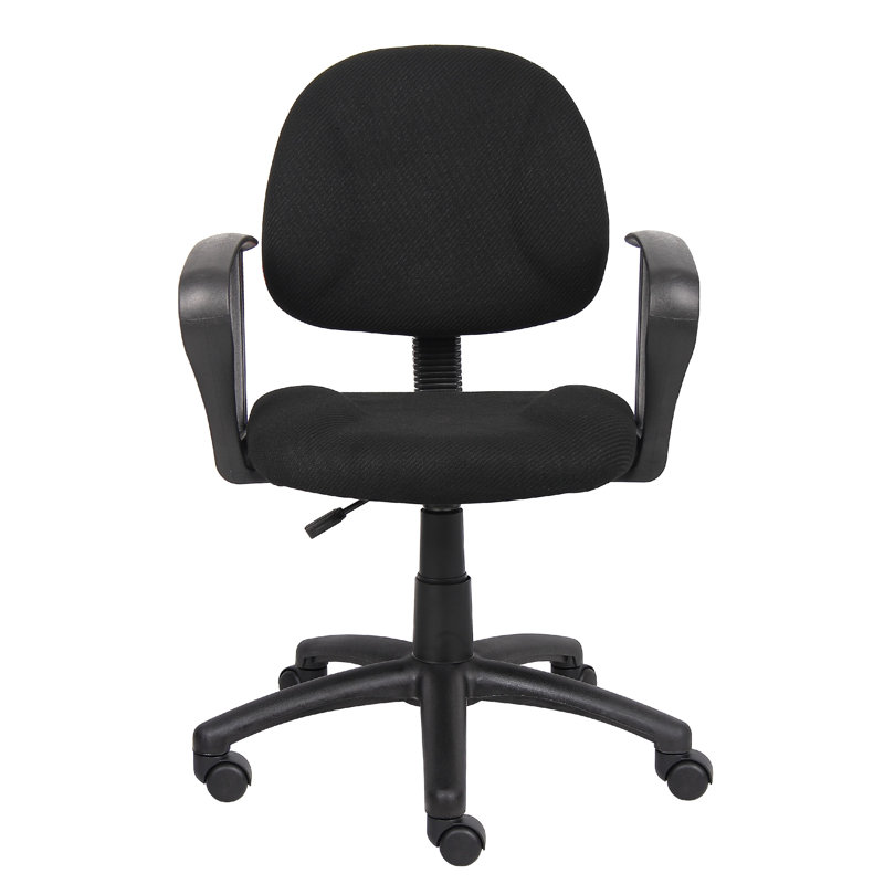 Jea Swivel Posture Chair, Loop Arms, Black Tweed, Rolling Wheels, Black