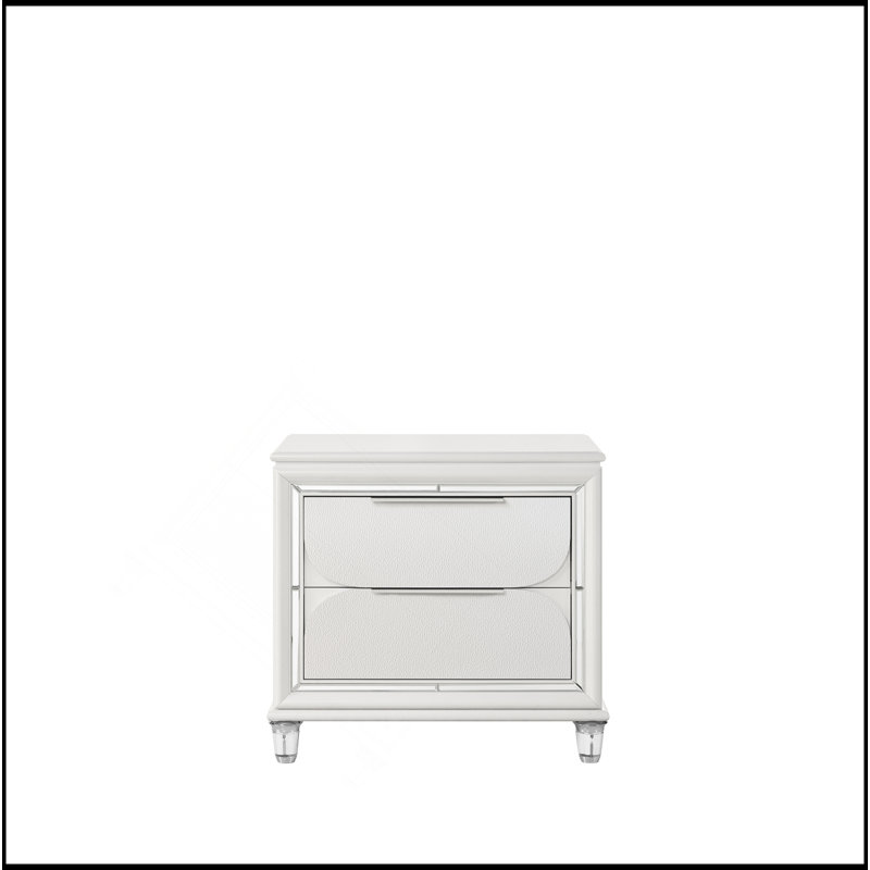 Table de chevet finition perle blanche