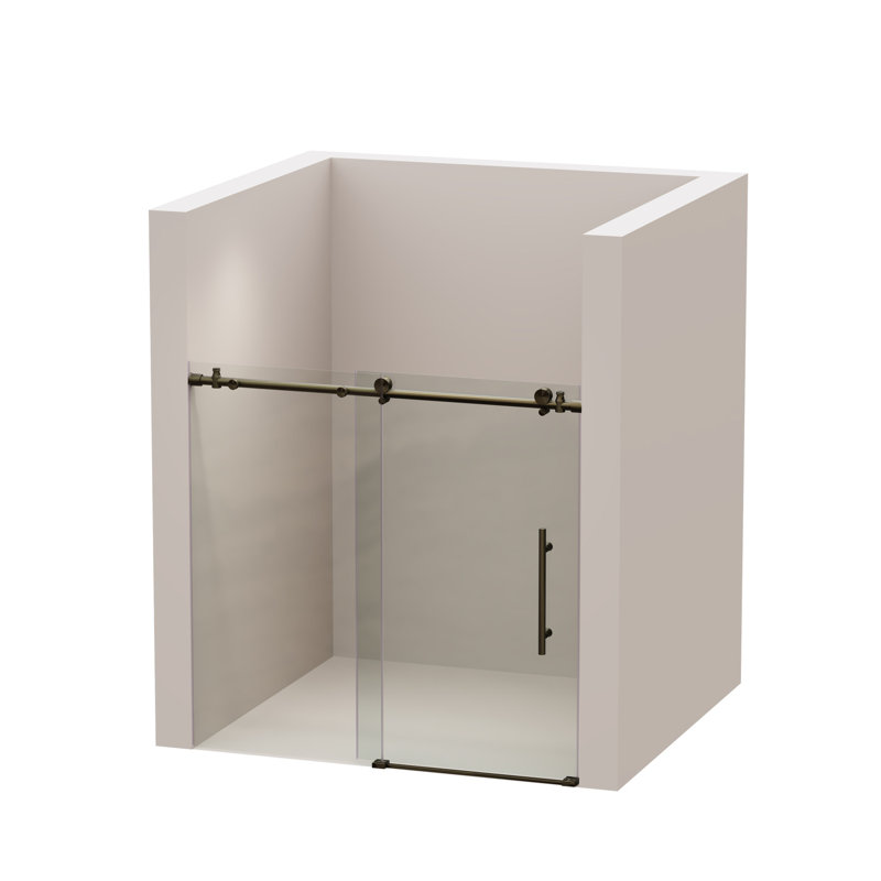 Porte de douche pour salle de bain, 56 - 60 "x 60", verre trempé transparent de 8 mm, cadre de salle de bain en acier inoxydable brossé doré avec garniture