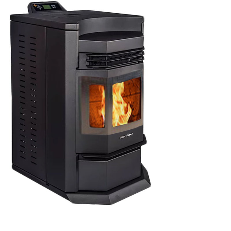 Poêle à chaleur à évacuation directe avec ventilateur, Noir