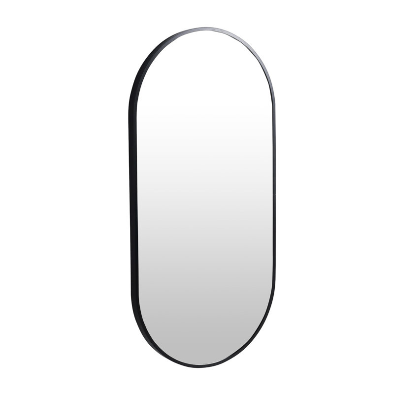 Miroir de salle de bain 18 x 35 pouces avec cadre en métal noir - verre de 4 mm de haut, arrière, moderne pour différents espaces