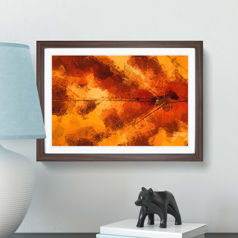 Leaf in the Autumn in Abstract - Picture Frame Graphic Art Print, 27cm H x 36cm W x 2cm D, Walnut Framed