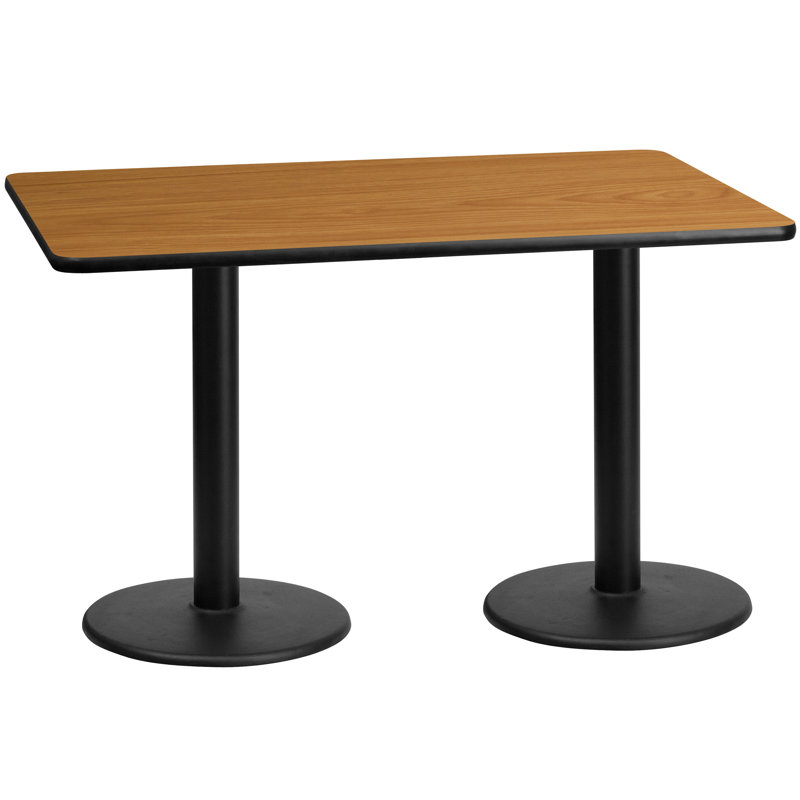 Stephine 30'' x 60'' Rectangular Laminate Table Top with 18'' Round Table Height Bases, Natural