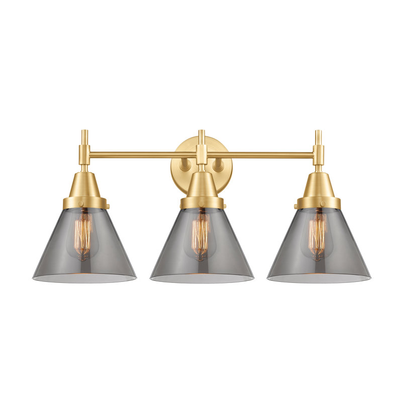 Éclairage pour meuble-lavabo de salle de bain 8 "3 lumières 26" Shauna Cone, Incandescente, Fumée plaquée