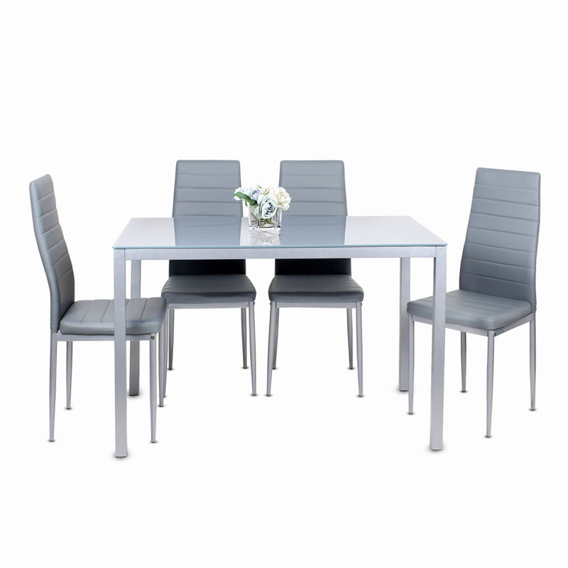 Rakestraw 4 - Person Dining Set, Grey, Grey