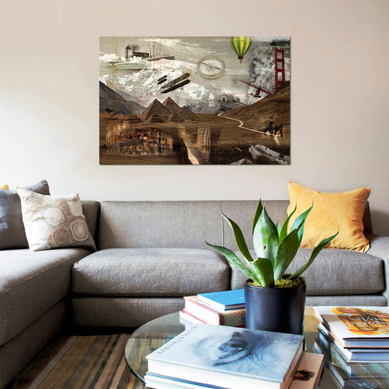 «World Travel», reproduction d'impression sur toile, H 40 po x l 60 po x P 1,5 po, Toile tendue, Pas de tapis