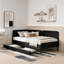Structure de lit simple tapissier avec 2 tiroirs de rangement-260404860-260404861